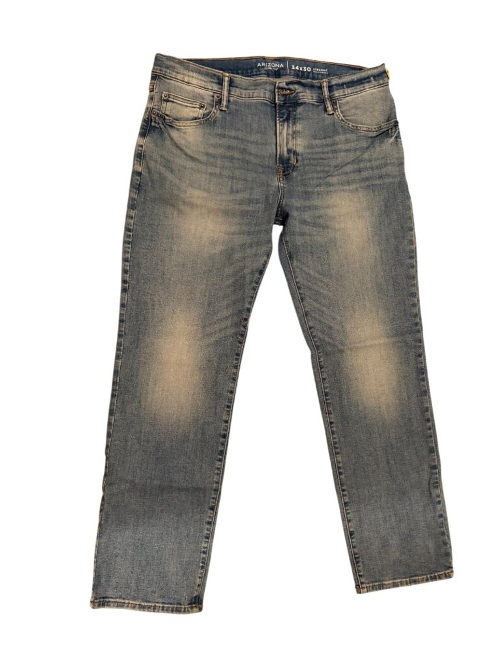 Arizona Jean Co. Men's Straight Leg Jeans 34x30 Medium Wash Distressed Look Casu